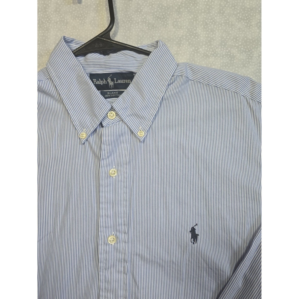 Ralph Lauren Blake 100% Cotton Men's Size Large Button Up Blue & White Striped